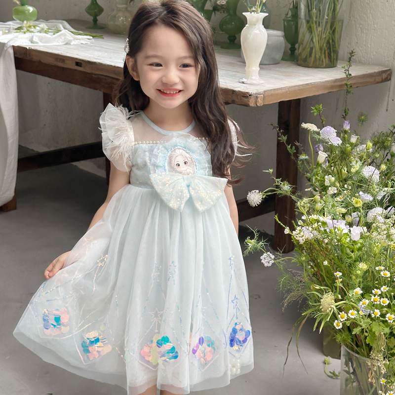 Princess Elsa's new summer Elsa Ice Princess dress for girls and children is a stylish short-sleeved summer dress Application Scenario