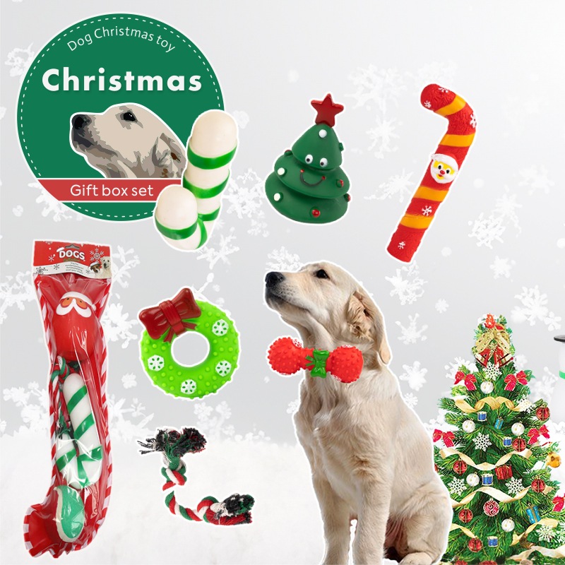 新品亚马逊爆款圣诞老人麋鹿宠物玩具狗玩具套装耐咬猫咪狗狗玩具
