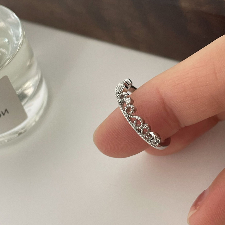 New zircon round open ring, French simple and fashionable index finger ring, individual and elegant light luxury jewelry wholesale for women Specification image
