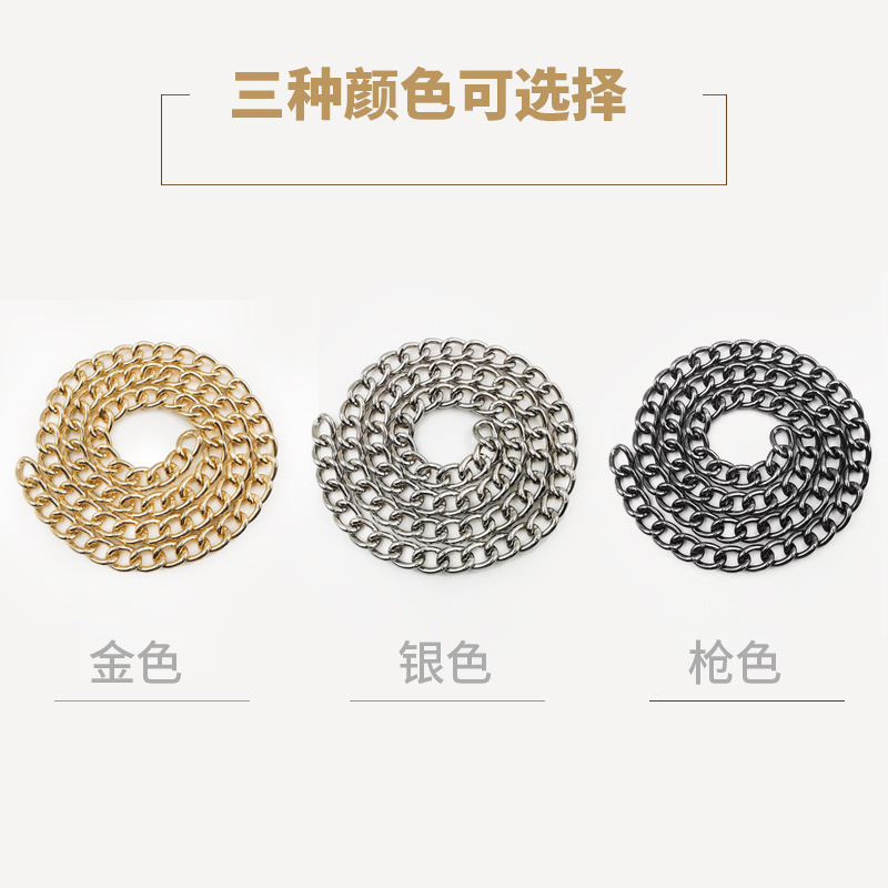 Cross-border source metal electroplated button chains, decorative chains, DIY hanging tags, bag chains, waist chains, accessories, aluminum chain parts Specification image
