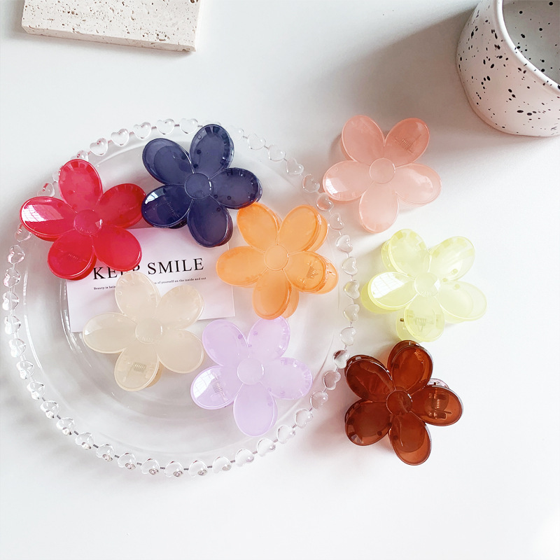Korean Instagram Style Flower Bath Jelly Hairpin Morandi Girl Hairpin Grab Clip Back Of Head Hair Clip details Picture