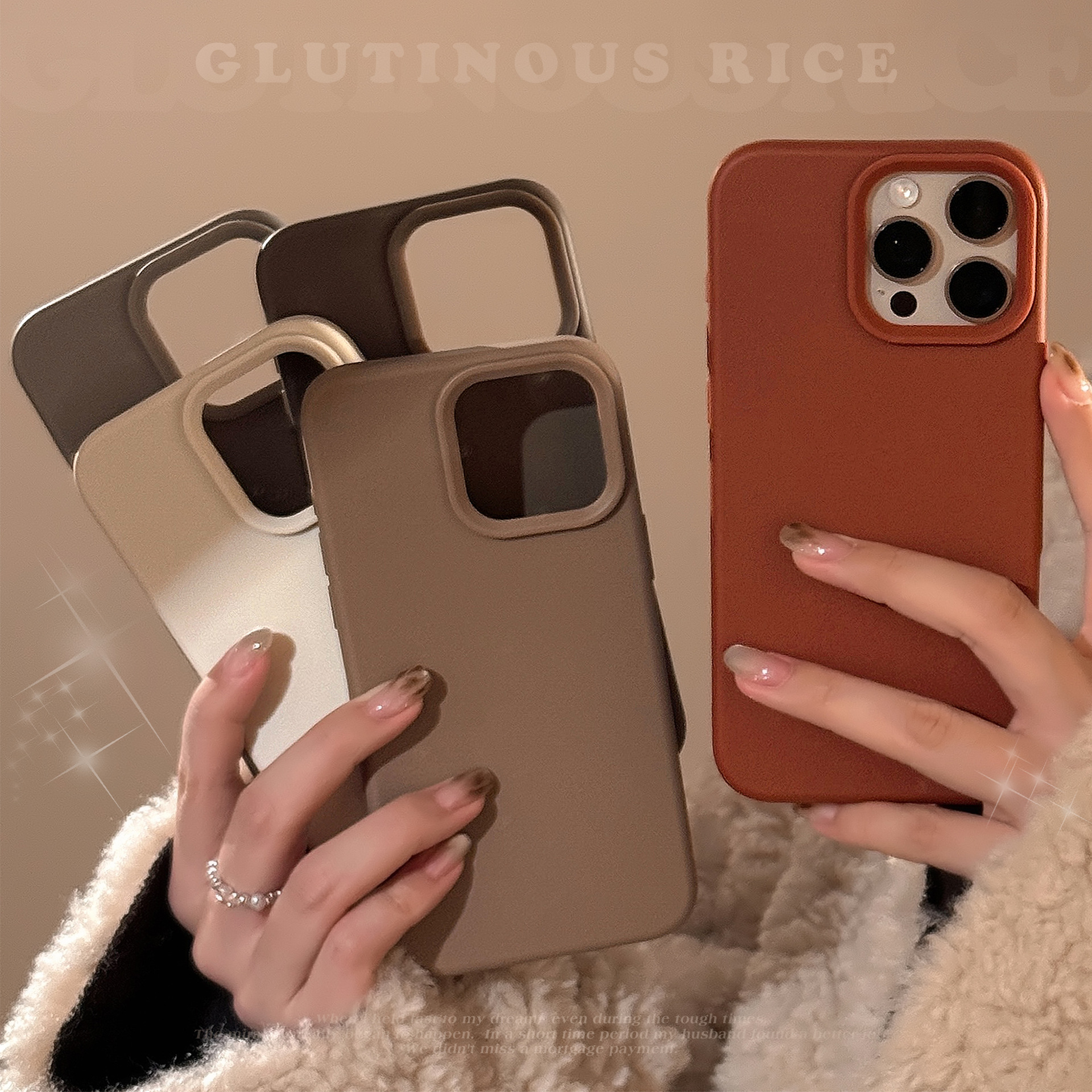 The Maillard solid color iphone16pro max is compatible with 15 iPhone 17 phone cases, 14 high-end and simple, 13 shockproof Specification image