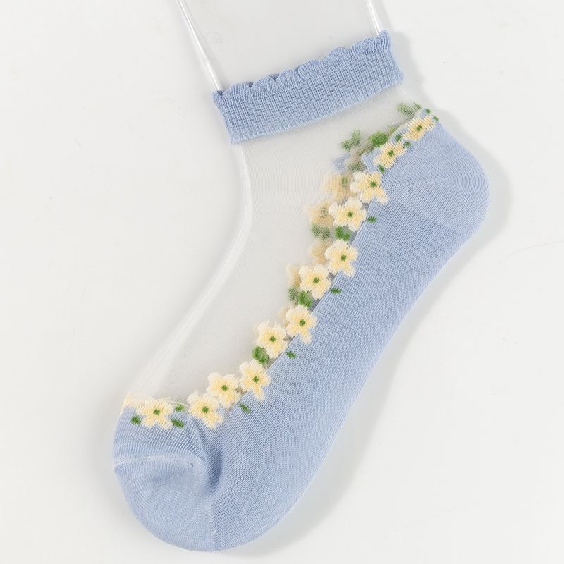 Socks women's socks stockings manufacturers direct sales of a female hair thin card stockings spring and summer glass silk lace crystal ship socks cotton socks breathable sweat absorption socks wholesale Application Scenario