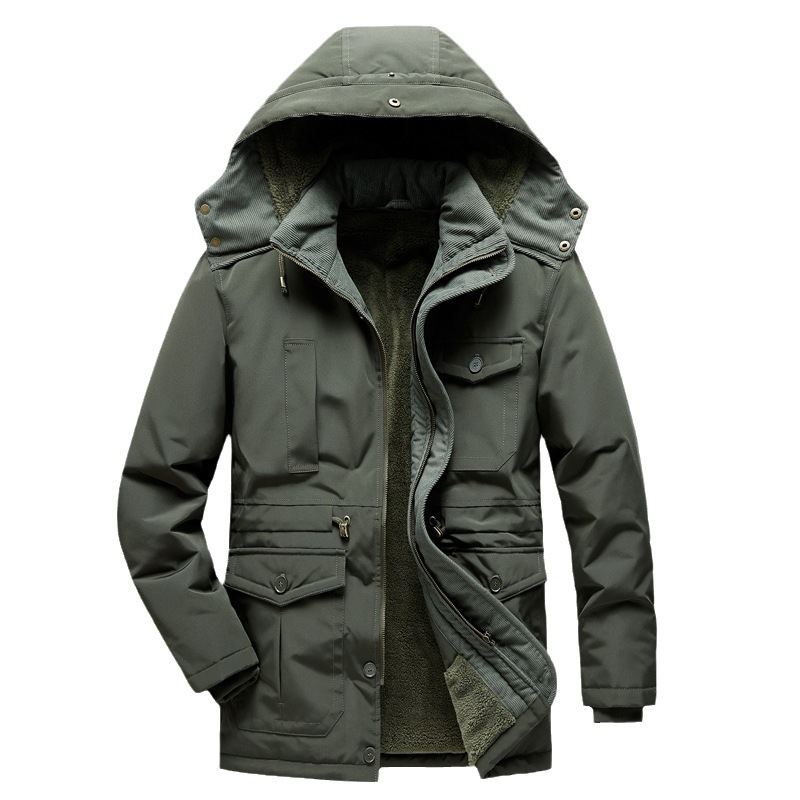 Winter cotton-padded clothes, men's cotton-padded jackets, work clothes, Northeastern overcoats with fleece and thickening, casual lambskin inner cotton-padded jackets, men's outerwear Item Picture