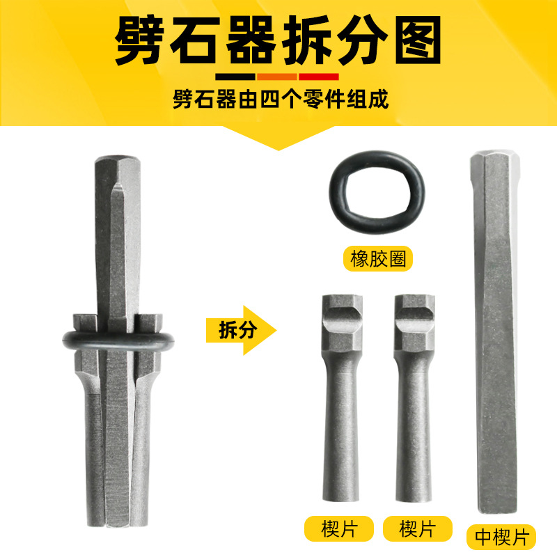 Splitting stone tools, wedges, iron opening stone tools, quarrying tools, chisels, three-in-one chisels, quarrying wedges, electric hammers, drills, stone materials Application Scenario