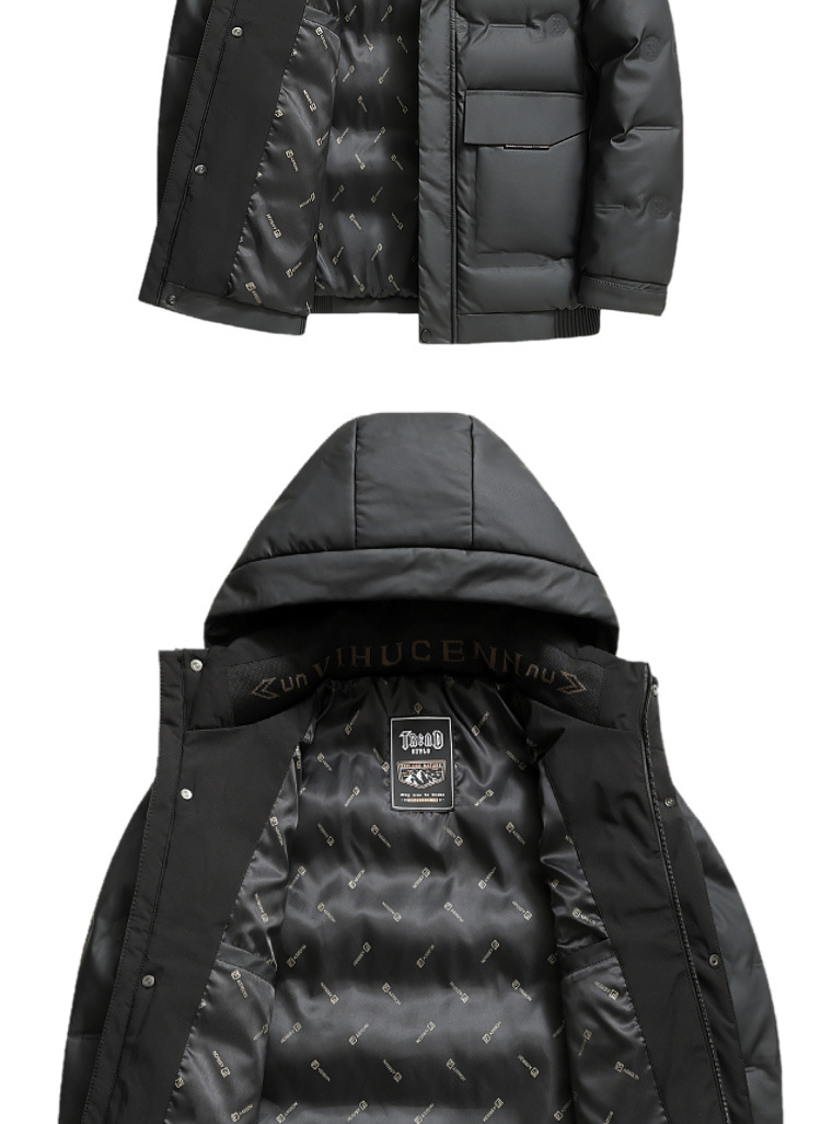 Thick down jackets for middle-aged men in winter, hooded warm leather jackets, windproof and cold-proof winter leather jackets for men pic 10