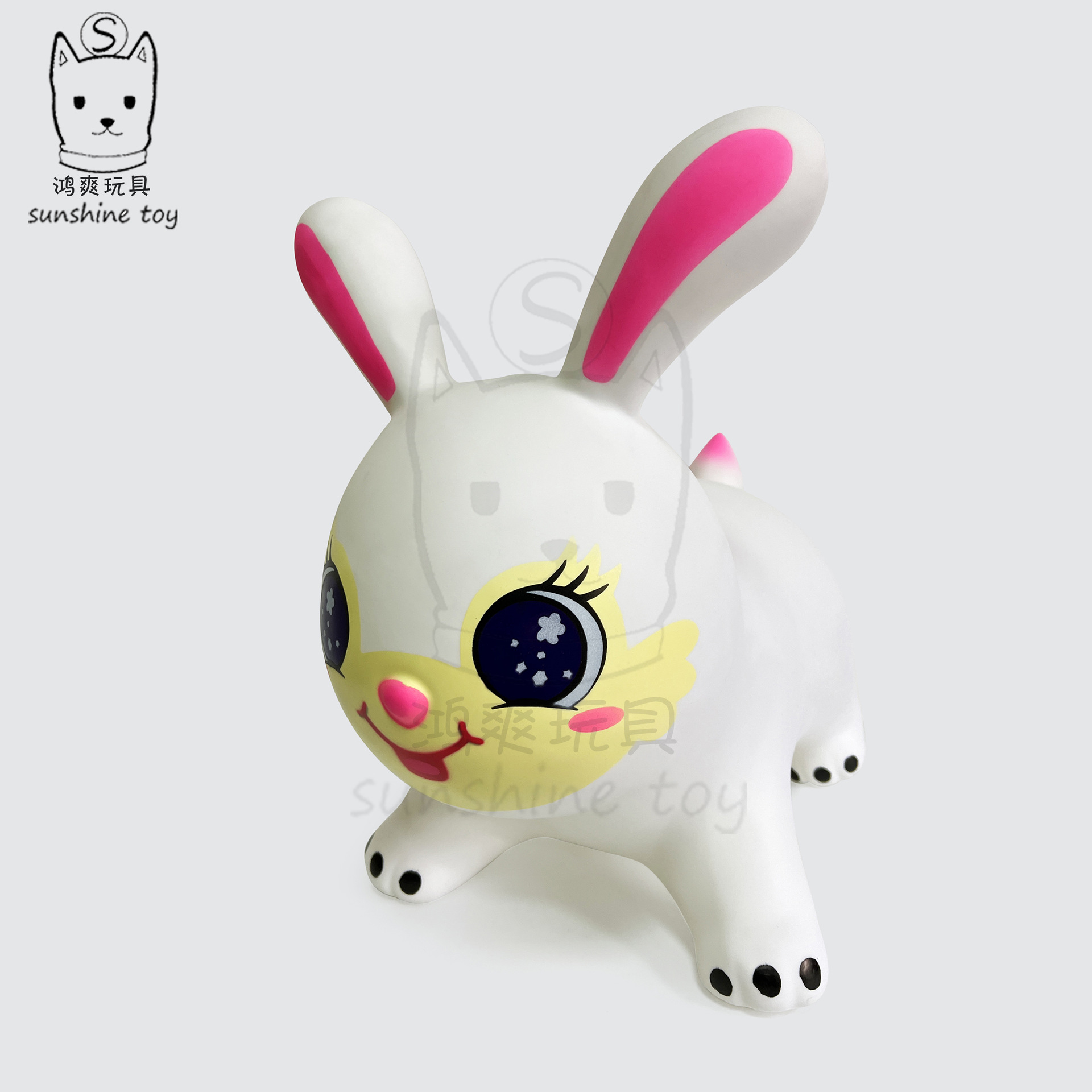 New cross-border best-selling large-sized rabbit music painting PVC inflatable jumping horse toy, children's riding rubber horse details Picture