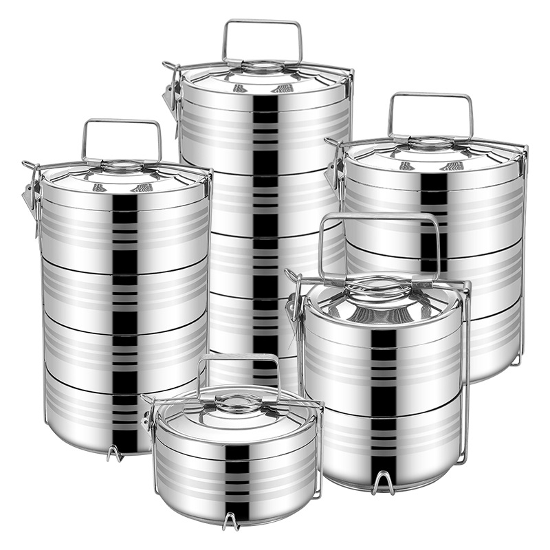 Wholesale factory direct sales of Guosheng multi-layer stainless steel double-layer insulated baskets/food compartments/POTS for outdoor student lunch boxes Item Picture