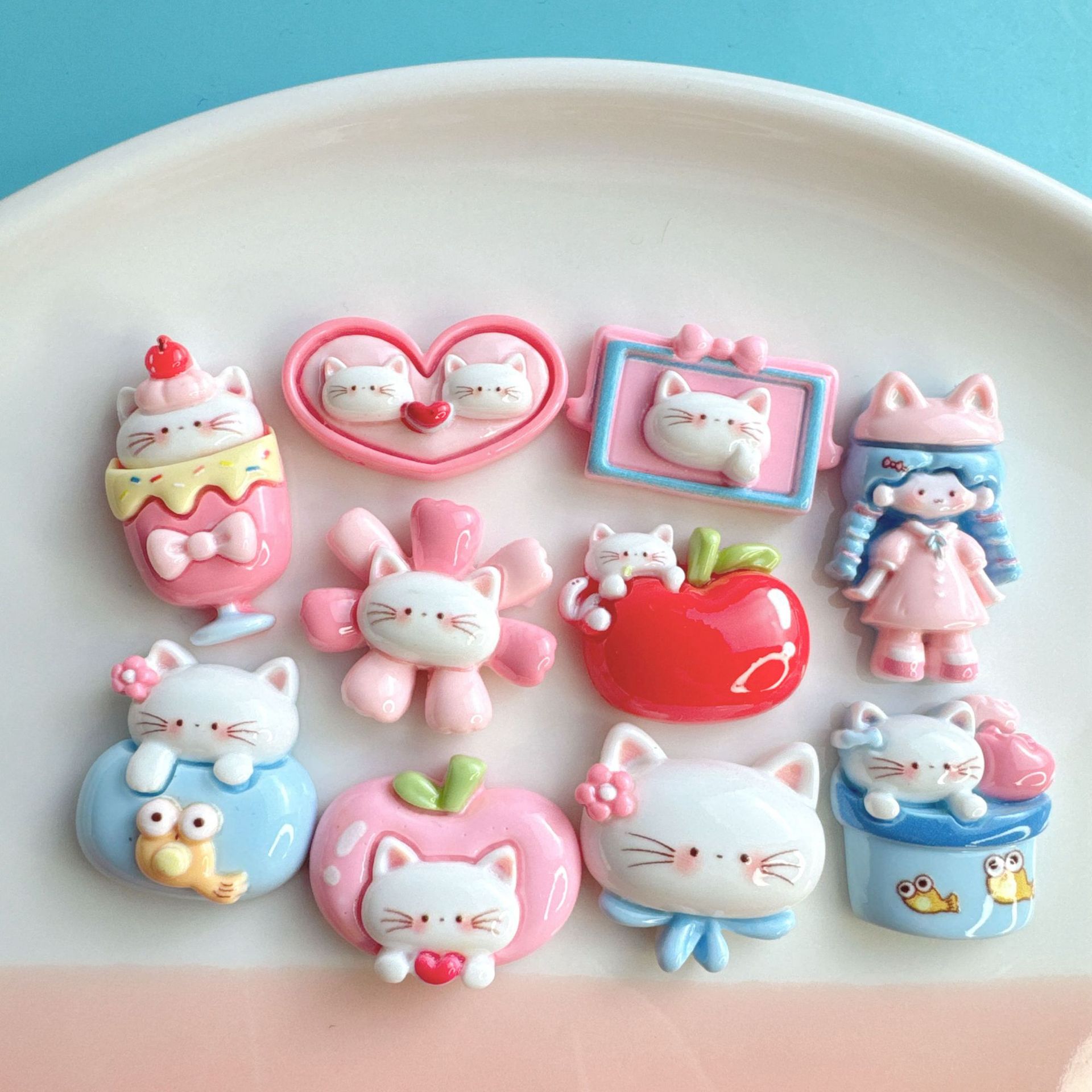 甜心卡通食玩猫咪树脂配件奶油胶diy发饰手机壳冰箱贴水杯鞋扣贴