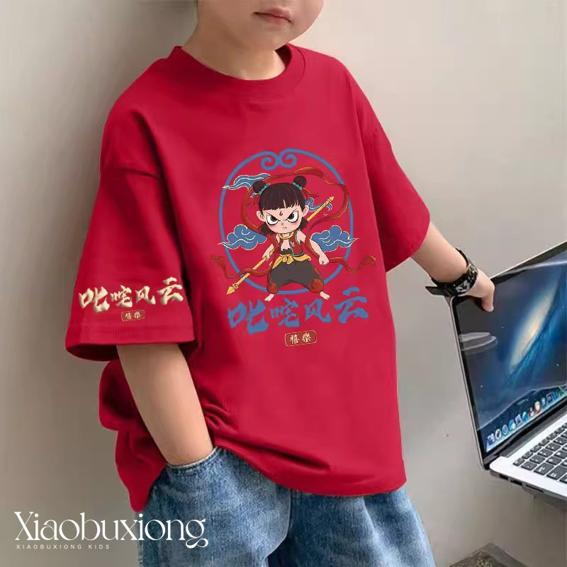 国潮男孩子童装短袖男童百搭夏季纯棉T恤中小童帅气宽松半袖上衣