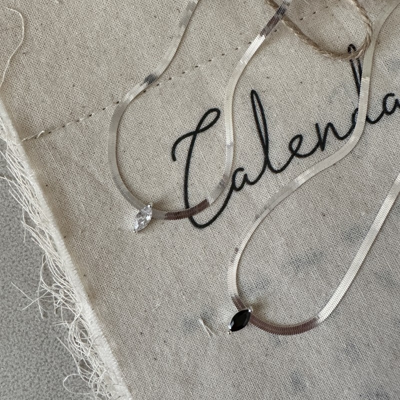 S925纯银韩版小众设计感锆石刀片项链韩国风时尚INS博主款锁骨链