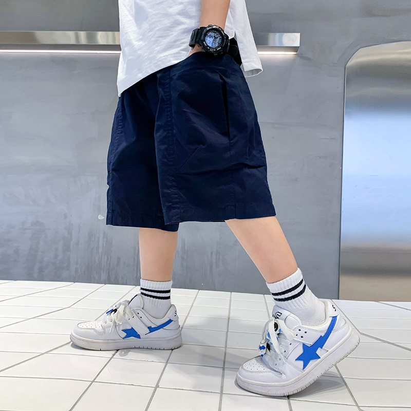 Trendy children's workwear shorts for summer 2024, new Korean-style mid-length pants for boys, 5-inch pants, stylish mid-length pants for children Specification image