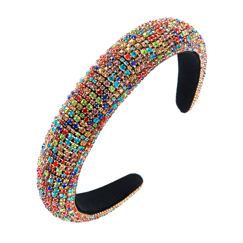 ZA's same style Amazon cross-border supply color diamond sponge headband for women, wide version, European and American Baroque party fashion show headband Item Picture