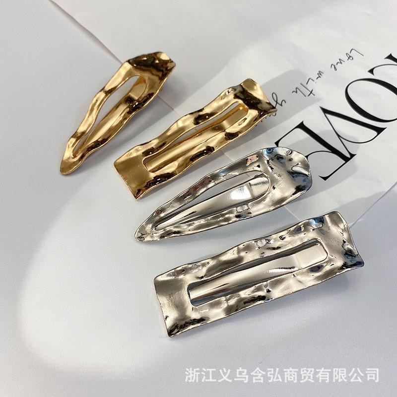 网红波浪bb夹金属侧边碎发一字夹头饰刘海前额发夹女褶皱发卡发饰