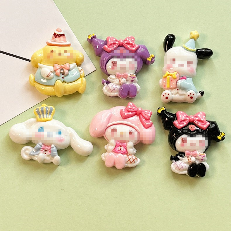 Cartoon Sanrio Brightening Resin Accessories Kouromi Diy Accessories Handmade Mobile Phone Case Hair Accessories Refrigerator Magnets details Picture