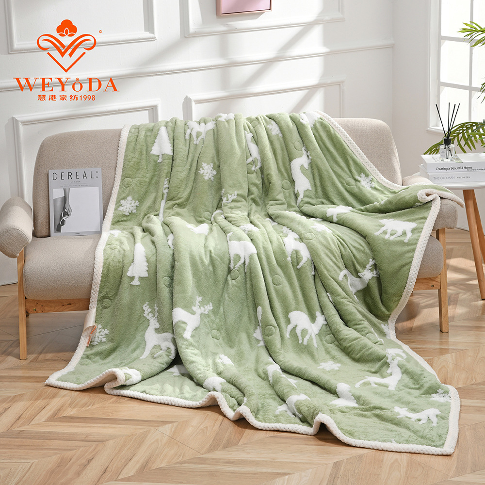 Flannel Blanket Winter Single Animal Embroidered Blanket Office Nap Air Conditioning Coral Velvet Nap Blanket Specification drawing