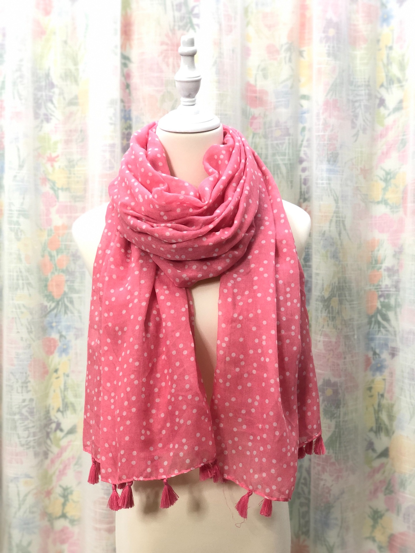 Spring And Autumn Warm Polka Dot Spot Ladies Red Navy Blue Polka Dot Long Scarf Now Fashion Scarf Beach Towel details Picture