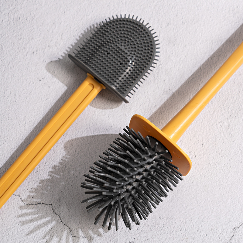 New Combination Of Two Perforation-Free Toilet Toilet Brush Household Non-Dead Angle Hanging Wall Silicone Toilet Cleaning Brush Specification drawing