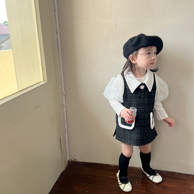 Girls' dress, baby autumn wear 2022 new princess dress, chanel-style vest dress, children's dress, Korean children's clothing Application Scenario