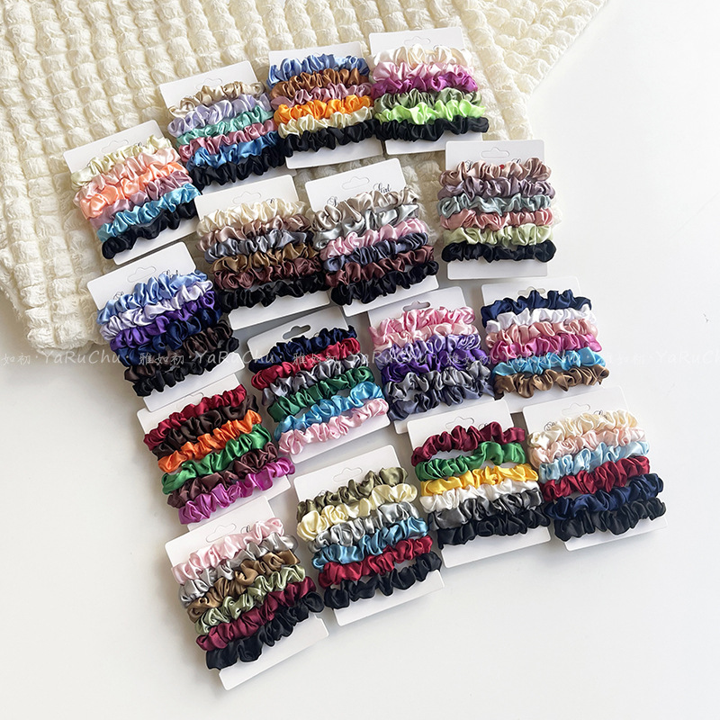 跨境欧美色丁猪大肠圈外贸扎头绳头花亚马逊橡皮筋发圈发饰女批发