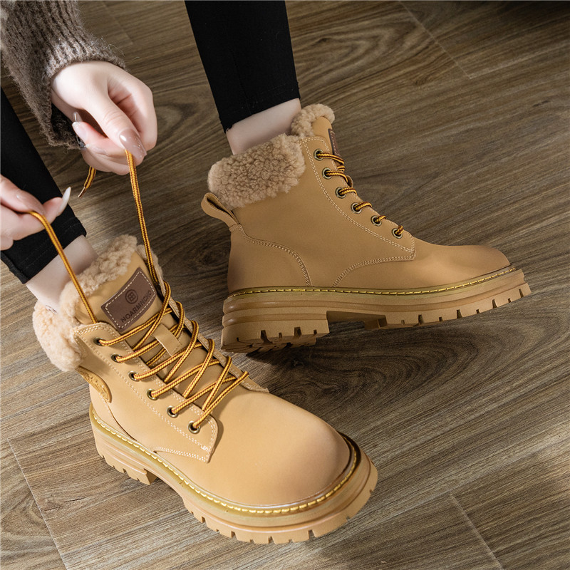 Real Hair Martin Boots Fur One Snow Boots Women 2023 Winter New Big Yellow Boots Women's Shoes A Hair Specification drawing