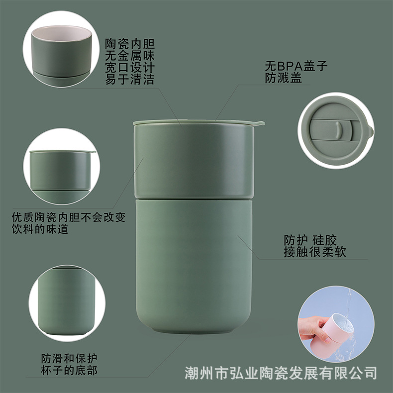 Nordic portable coffee cups, travel cups, simple men's and women's water cups, student ceramic, Amazon cross-border wholesale logo Specification image