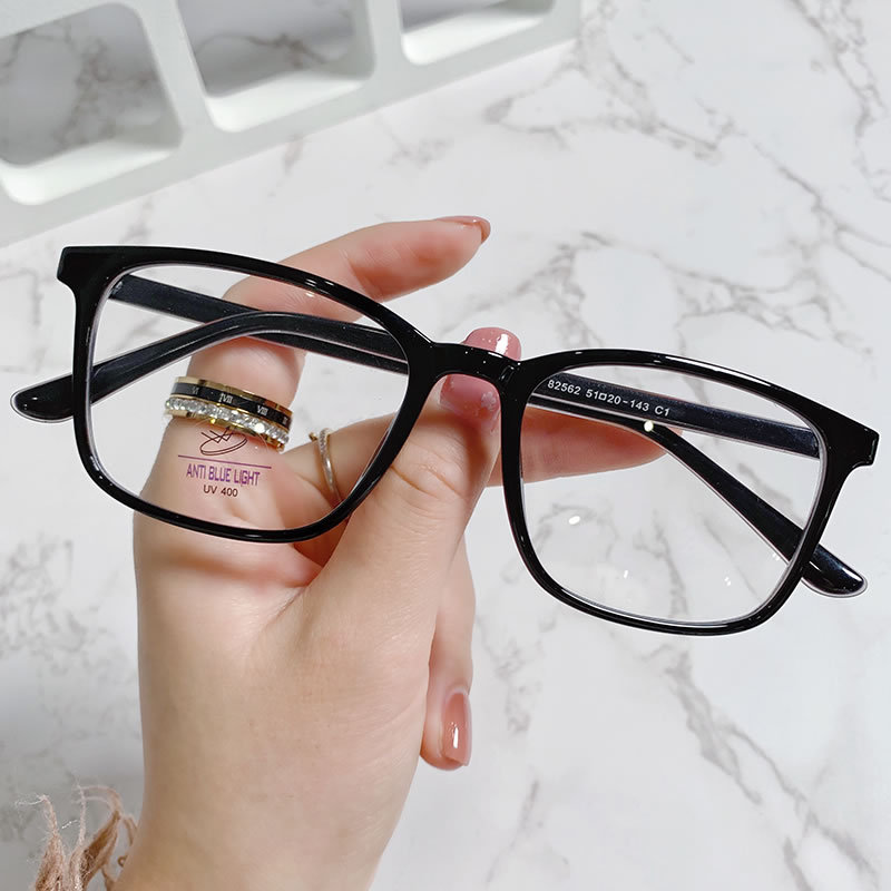 新款防蓝光眼镜平光无度数方形大框TR90眼镜框厂家批发镜架82562