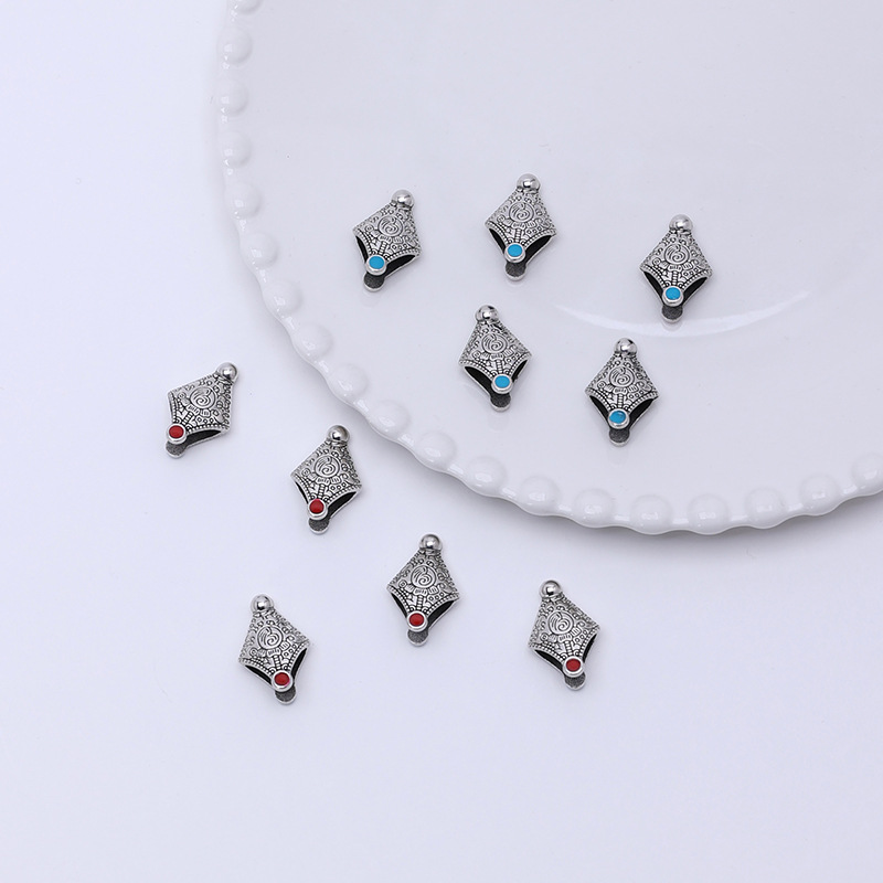 Red And Blue Dots Fish Mouth Fringe Hat Accessories 7600 details Picture