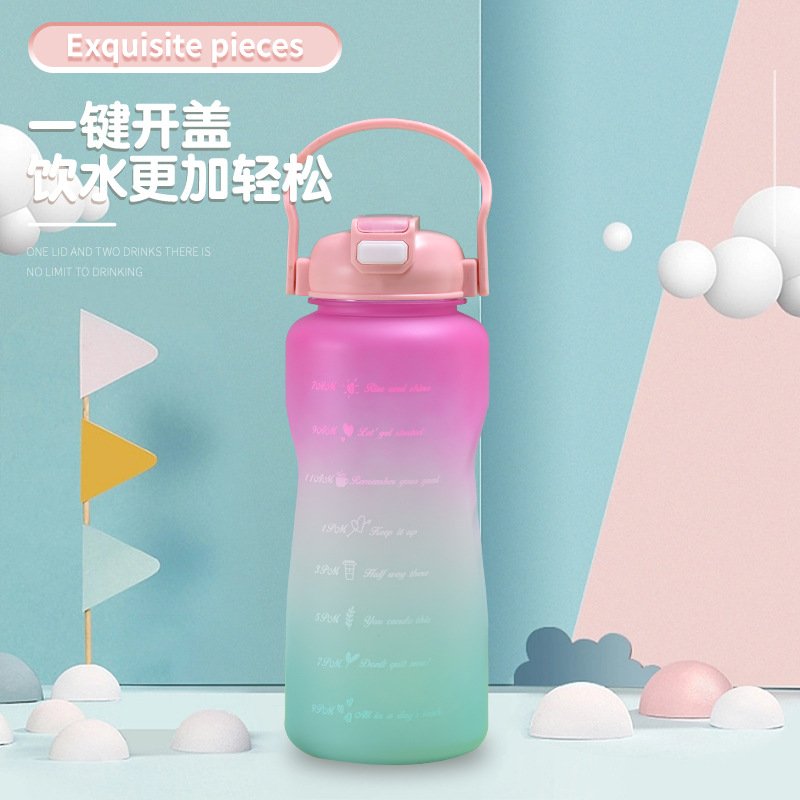 Large Capacity Outdoor Gradient Plastic Cup Summer As Space Cup Frosted Sports Plastic Kettle Straw Cup Set Cup details Picture