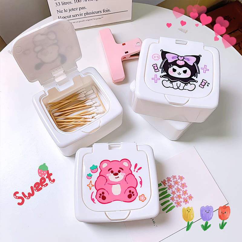 Original cartoon desktop press pop-up box, Kuromi classification and organization small items and sundries box, cotton swab storage box Application Scenario
