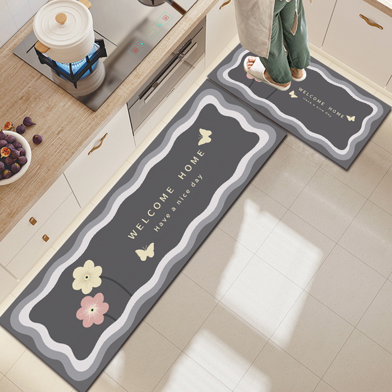Small Fresh Fashion Flower Kitchen Special Absorbent Oil Absorbent Foot Mat Household Long Slip-Resistant And Dirty Diatom Mud Mat Specification drawing