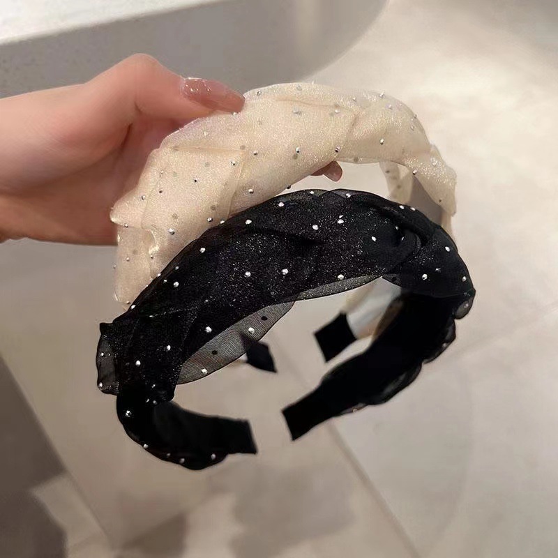 麻花辫宽边网纱满天星发箍女压发时尚简约发饰清新甜美百搭头箍女详情11
