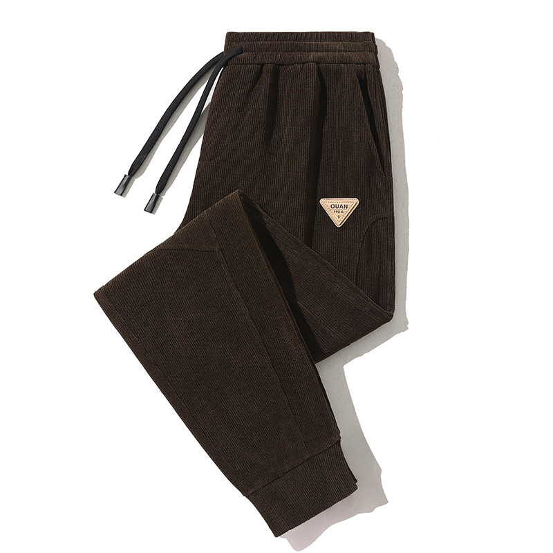 2022 Autumn/Winter new men's casual pants, fashionable and high-end corduroy pants, men's tight-fitting Harun straight-leg pants Item Picture