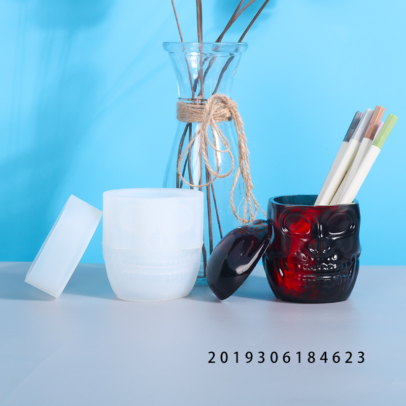 diy水晶滴胶硅胶收纳盒模具骷髅收纳盒黑暗制作镜面