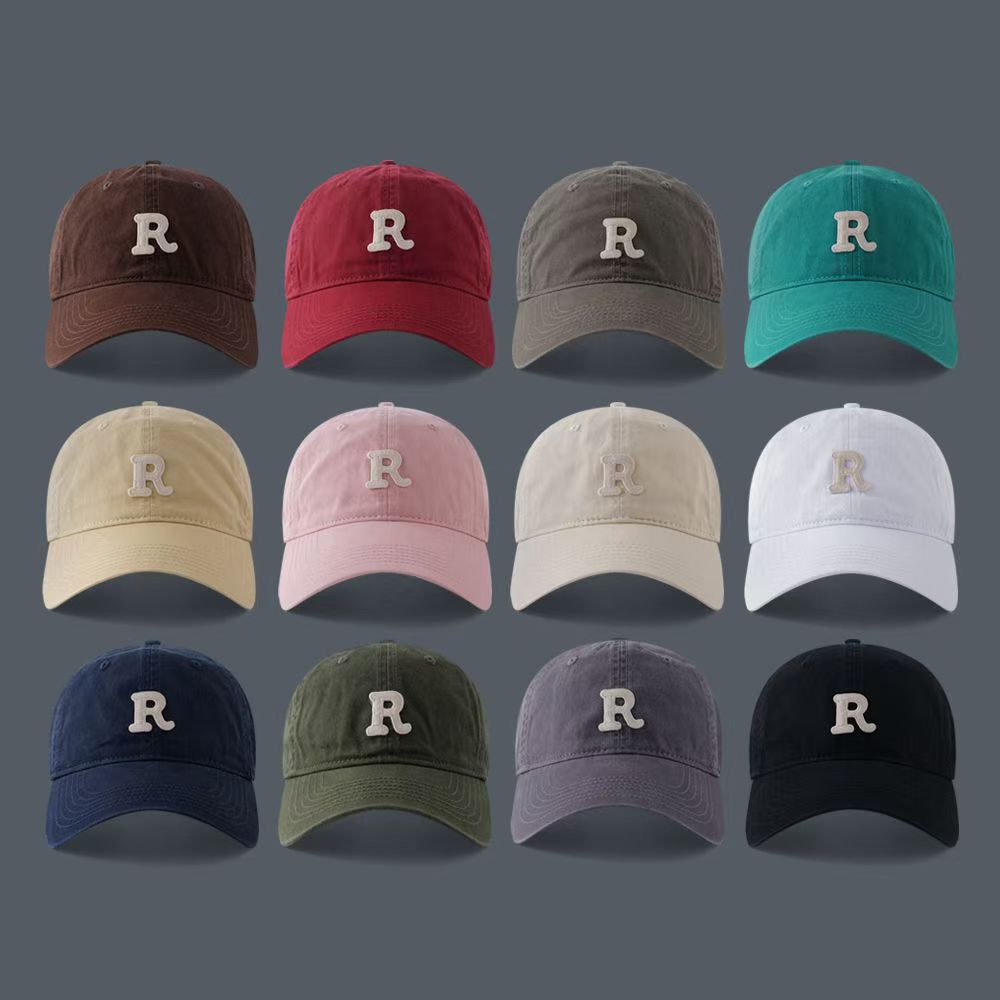 The new large-head baseball cap with a deep top and wide brim, embroidered letters, is a versatile and trendy solid-color baseball cap Application Scenario