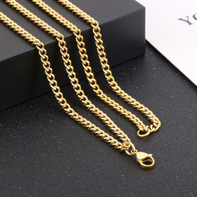 Halloween Accessories Stainless Steel Necklace Men's Stack With Double Ground Cuban Chain Titanium Steel Skull Necklace details Picture
