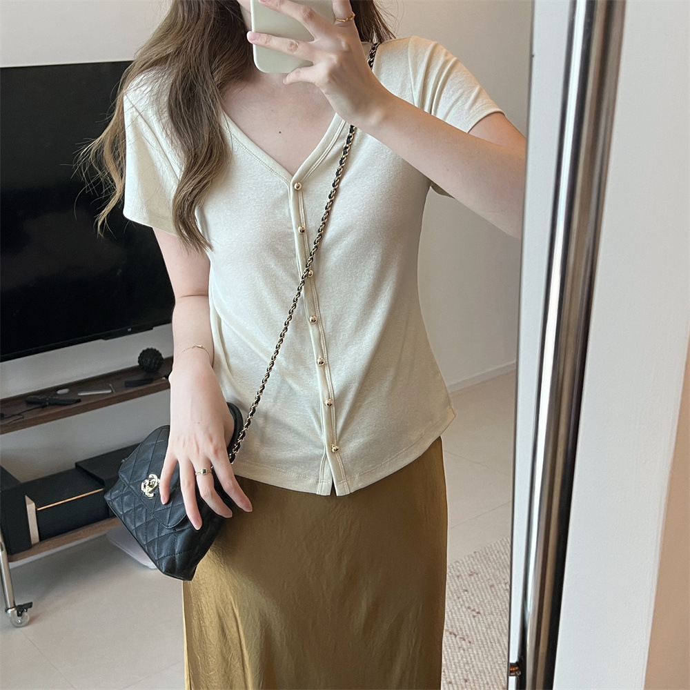 亚麻天丝2025夏v领短袖外套上衣打底女肌理感针织衫开衫上衣女薄详情26