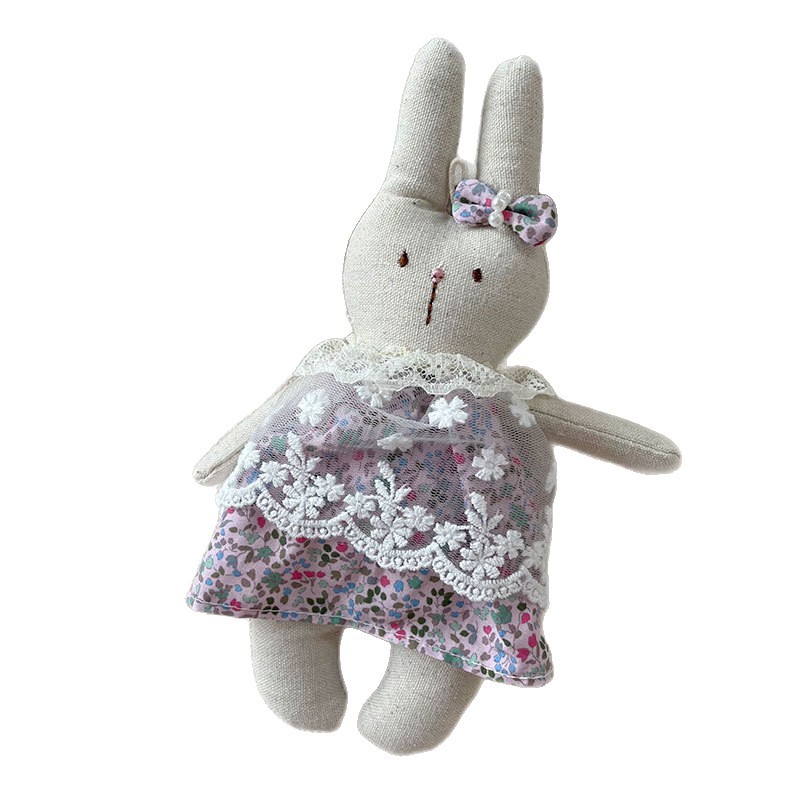 New sweet lace rabbit doll fabric floral dress, small doll pendant, girl's decorative doll Item Picture