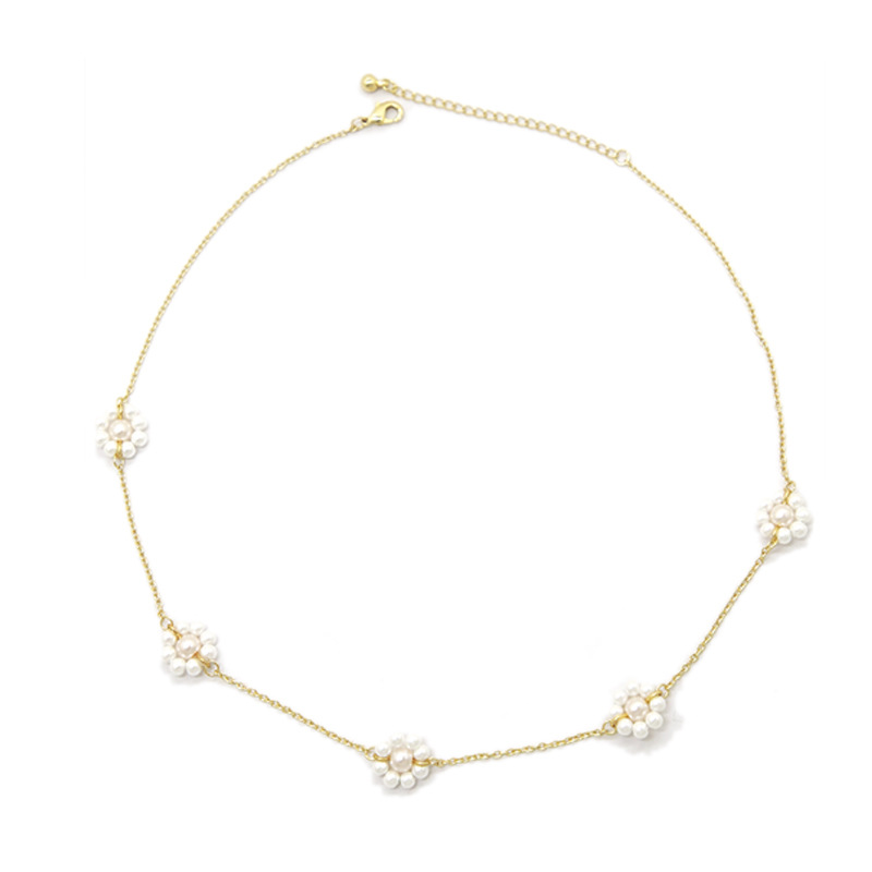 Korean version fresh and sweet earring set woven pearl earrings Female 2022 new summer clavicle chain necklace accessories Item Picture