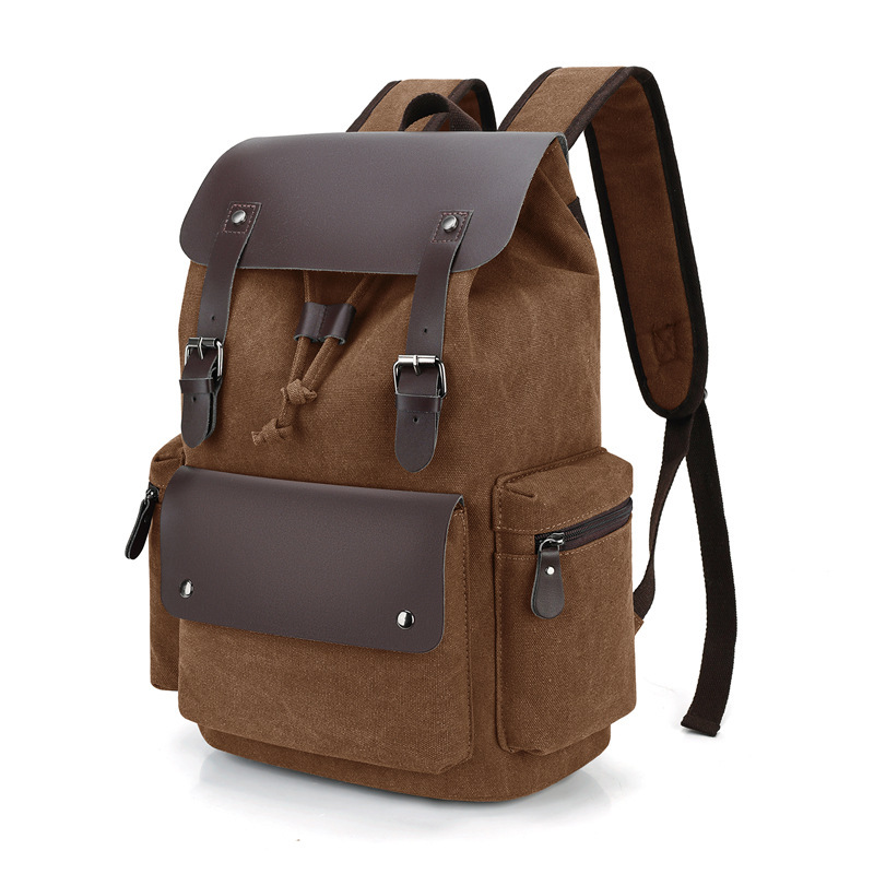 European and American cross-border men's canvas bag, fashionable, retro and durable computer bag, large capacity, ins style Korean version backpack for men Application Scenario