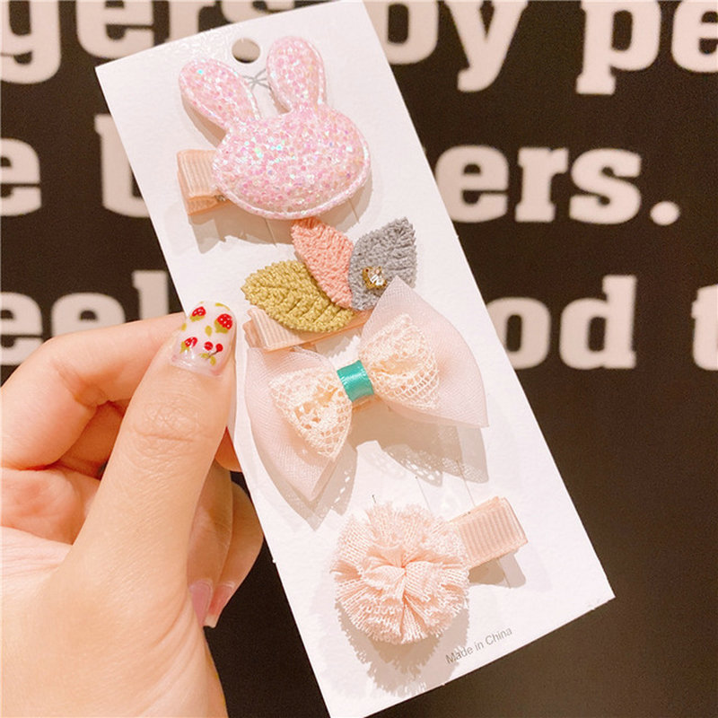 [One Also Hair] Baby Hairpin Cute Little Fresh Children's Hairpin Pink Cardstock Set Baby Clip Application Scenario