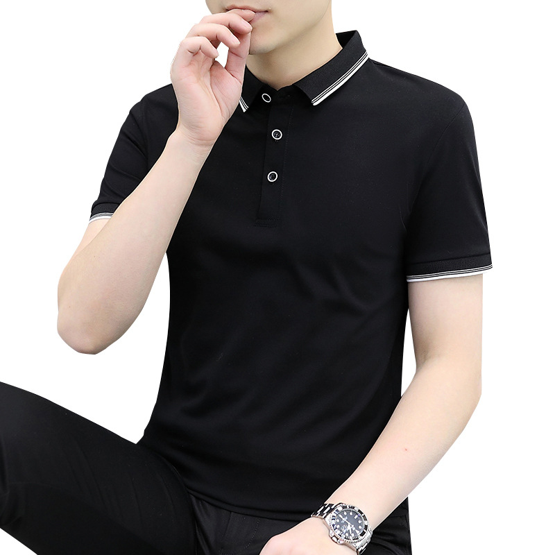 Douyin's best-selling in-stock POLO shirt for men, a new summer 2024 solid-color lapel casual and simple business short-sleeved T-shirt Item Picture