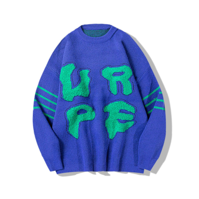 QYXR sweaters - a trendy brand of three-bar men's knitted sweaters for couples, versatile English wholesale men's sweaters