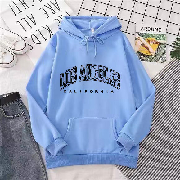 Cross-border wholesale of autumn and winter sweatshirts for women, with fleece, hooded, pullover, loose printed, large-sized, thin fleece jackets for trendy women on Instagram details Picture