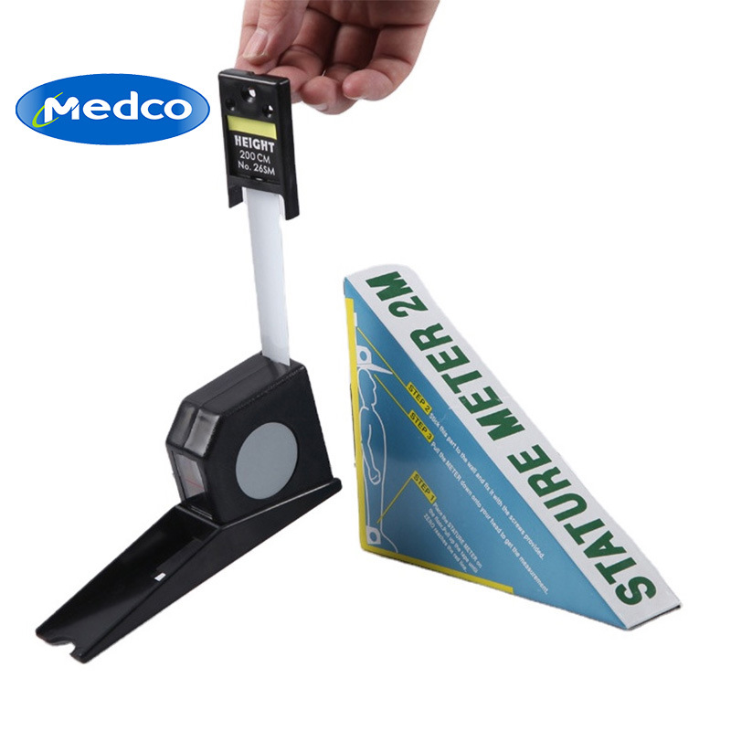 跨境专供儿童成人身高尺2m可伸缩顶头式身高测量高度尺卷尺刻度尺