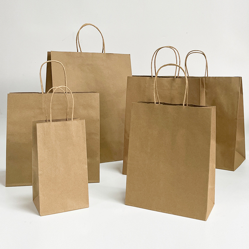 In-stock thickened kraft paper bags, gift handbags, takeout food packaging bags, souvenir paper bags, logo printing Application Scenario