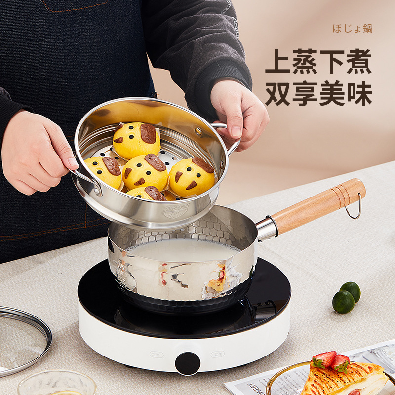 小奶锅carote/奶锅套装/雪平锅/地摊/不锈钢韩式泡面锅细节图