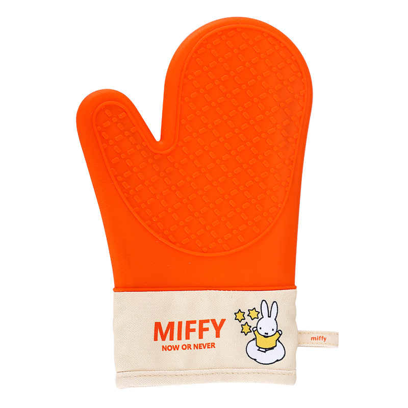Miffy household kitchen heat insulation silicone gloves baking oven microwave oven thick high temperature resistant non-slip casserole Item Picture