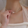 "Blazing!" Galaxy Silver Pearl Necklace for Women 2023 New Bestseller collarbone chain, light luxury, niche and high-end neckchain Specification image