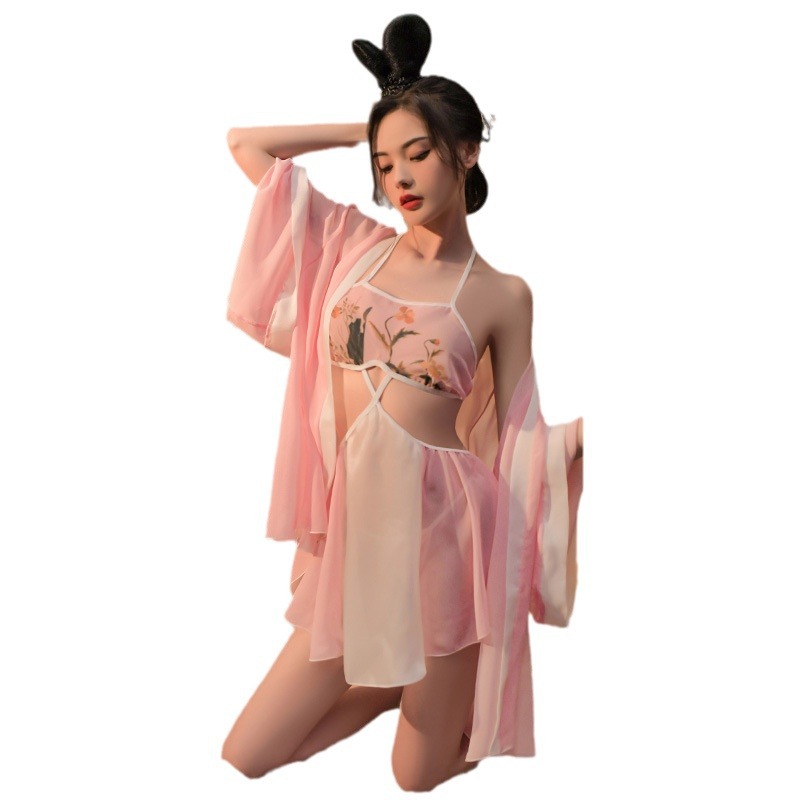 A set of printed ancient-style dress and romantic underwear, a trendy and retro Hanfu and Tang suit, and passionate clothing Item Picture